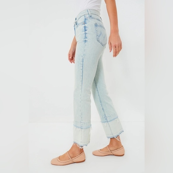 MOTHER Sideways Insider Double Double Hover Jeans Light Blue Bootcut Distressed - Picture 15 of 16